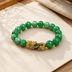 FengShui PiXiu Jade Protection Bracelet featuring Pixiu, Jade, Cyan Jade