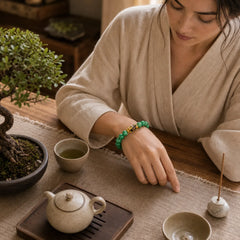 FengShui PiXiu Jade Protection Bracelet featuring Pixiu, Jade, Cyan Jade