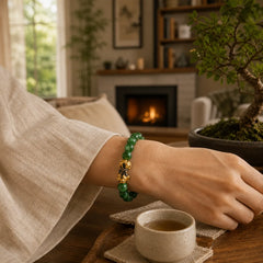 FengShui PiXiu Jade Protection Bracelet featuring Pixiu, Jade, Cyan Jade
