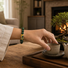 FengShui PiXiu Jade Protection Bracelet featuring Pixiu, Jade, Cyan Jade