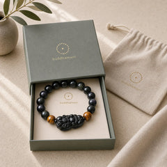 FengShui PiXiu Rainbow Obsidian Tiger Eye Wealth Bracelet featuring Pixiu, Rainbow Obsidian, Tiger Eye