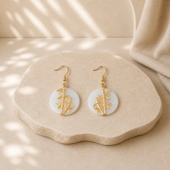 FengShui White Jade Fortune Earrings featuring White Jade, Jade, Copper