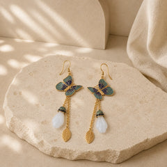 FengShui White Jade Fortune Earrings featuring White Jade, Jade, Copper