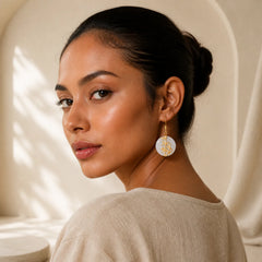 FengShui White Jade Fortune Earrings featuring White Jade, Jade, Copper