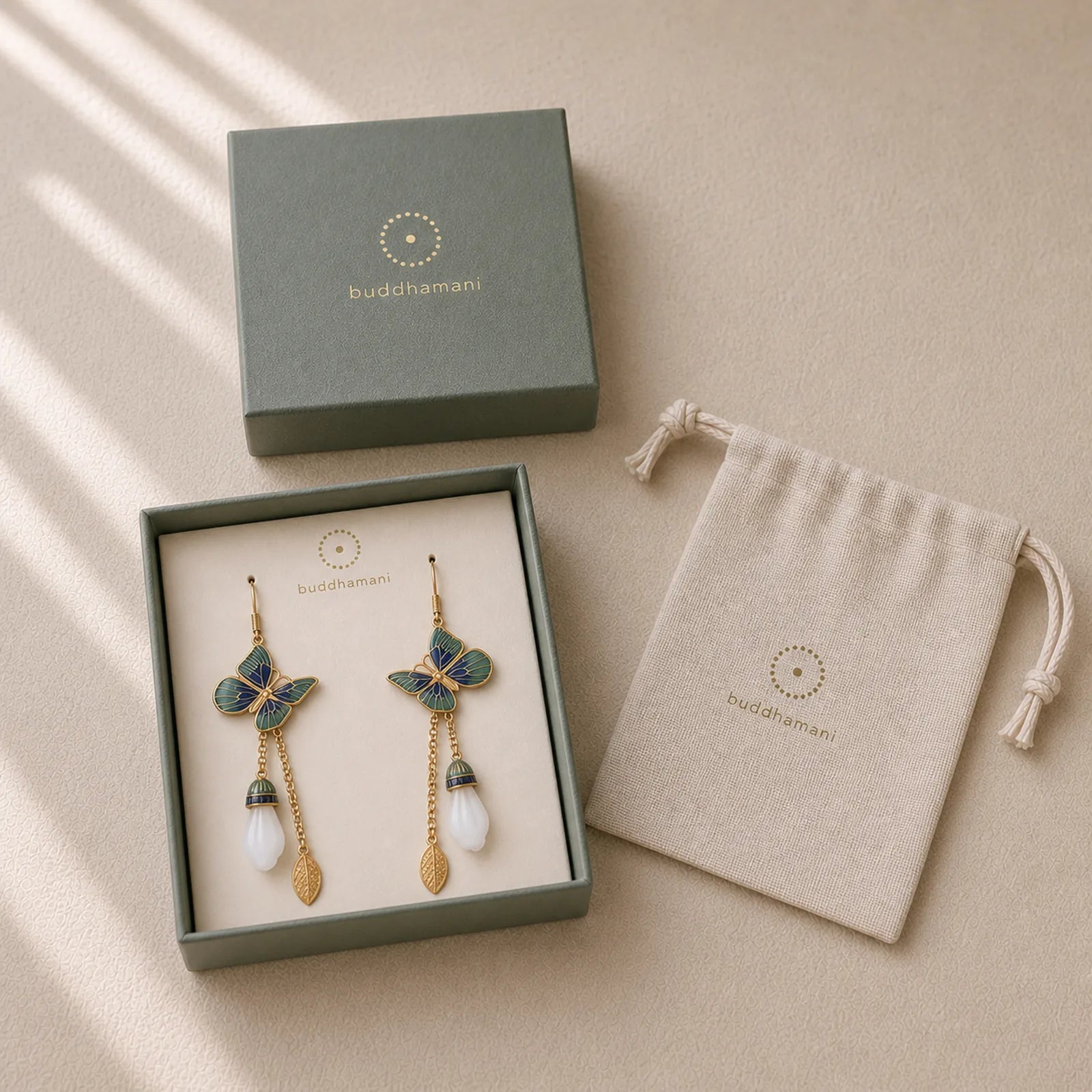 FengShui White Jade Fortune Earrings featuring White Jade, Jade, Copper