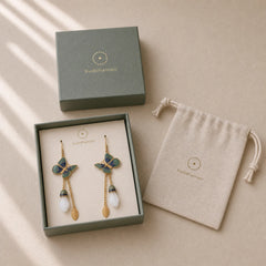 FengShui White Jade Fortune Earrings featuring White Jade, Jade, Copper