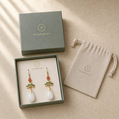 FengShui White Jade Luck Drop Earrings featuring White Jade, Jade, Copper