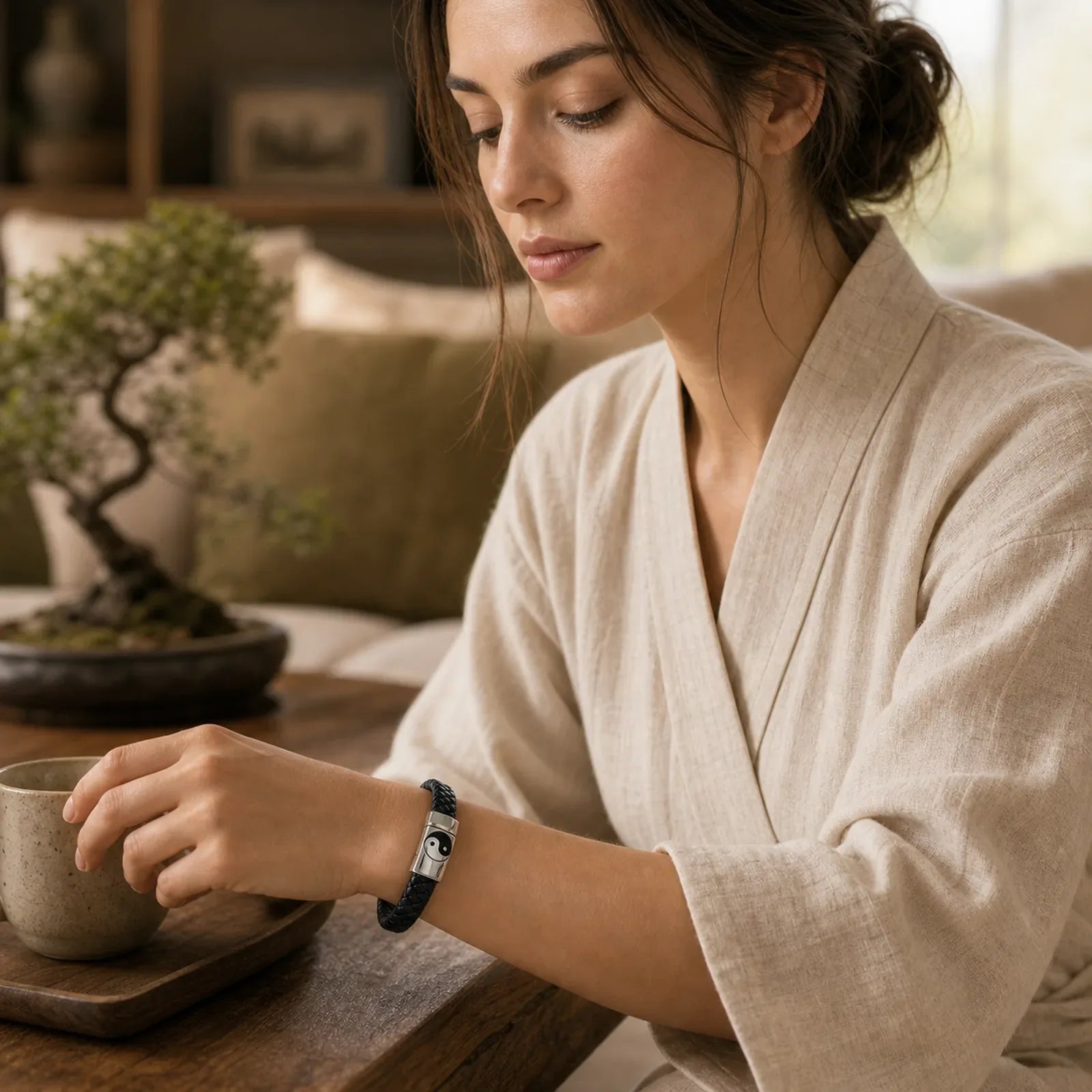 FengShui Yin Yang Balance Bracelet featuring Titanium Steel, Yin Yang Symbol