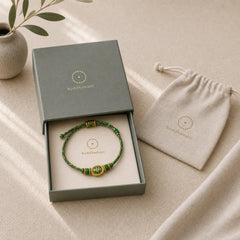 Five Color Hand Woven Green String Green Ingots And Plum Blossom Amulets Protection Adjustable Bracelet featuring Copper, Red String