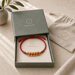 Five Copper Coins Design Braided String Protection Bracelet Anklet featuring Copper, Red String