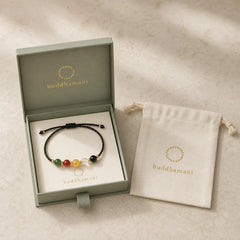 Five Directions Gods of Wealth Agate Handmade Protection String Braid Bracelet featuring Red String, Green Agate, Black Onyx