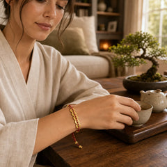 Five-Emperor Coins Copper Balance Hand-Woven String Bracelet featuring Five-Emperor Coins, Copper, Red String