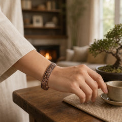 Floral Magnetic Copper Adjustable Cuff Bracelet Bangle featuring Copper