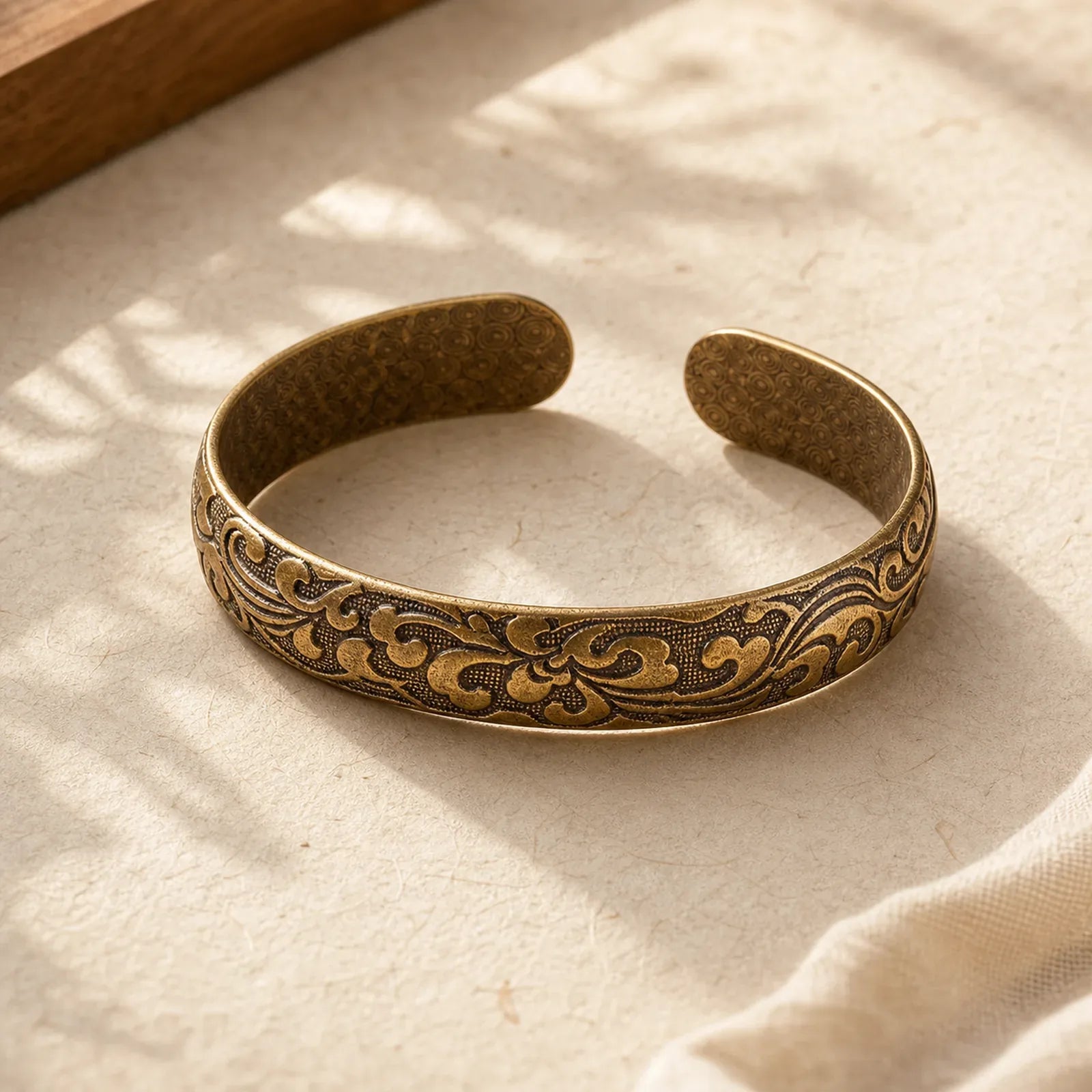 Flowers Copper Brass Balance Self Care Cuff Bracelet Bangle featuring Copper