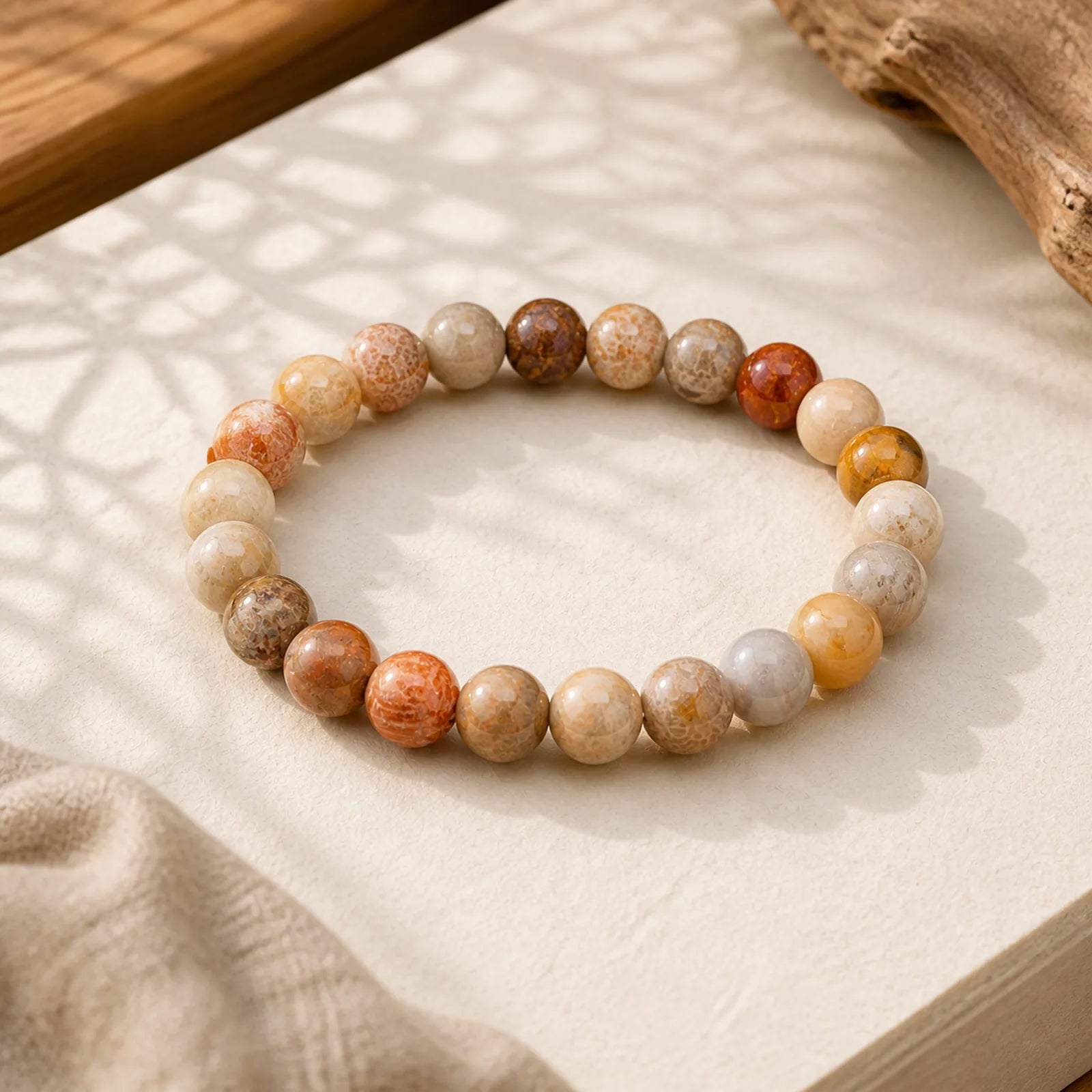Fossil Coral Compassion Bracelet featuring Fossil Coral