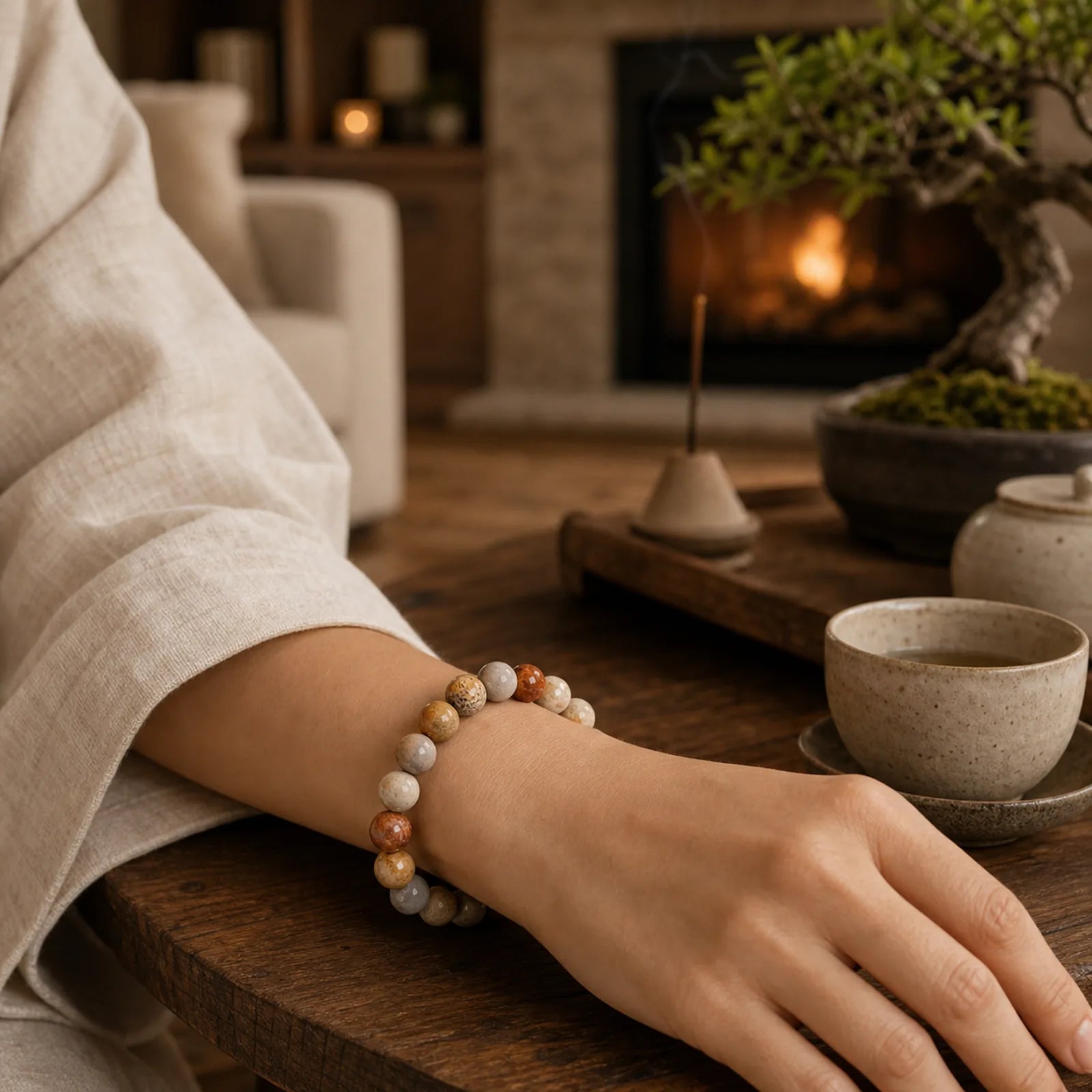 Fossil Coral Compassion Bracelet featuring Fossil Coral