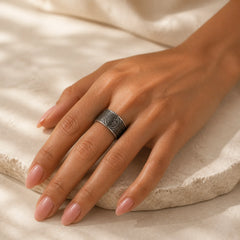 Four Guardian Beast Dragon White Tiger Suzaku Basalt Carved Success Luck Ring featuring Dragon, The Phoenix, Phoenix