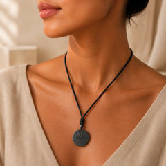 Four Leaf Clover Authentic Shungite Stone Graphite Stone Protection Necklace Pendant featuring Shungite Stone (Graphite Stone), Pyrite