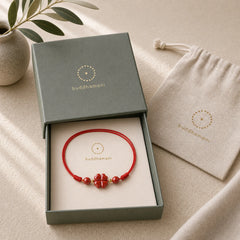 Four Leaf Clover Cinnabar Blessing Calm String Bracelet Anklet featuring Cinnabar, Red String