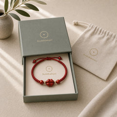 Four Leaf Clover Five-petal Flower Cinnabar Blessing Red String Bracelet featuring Cinnabar, Red String