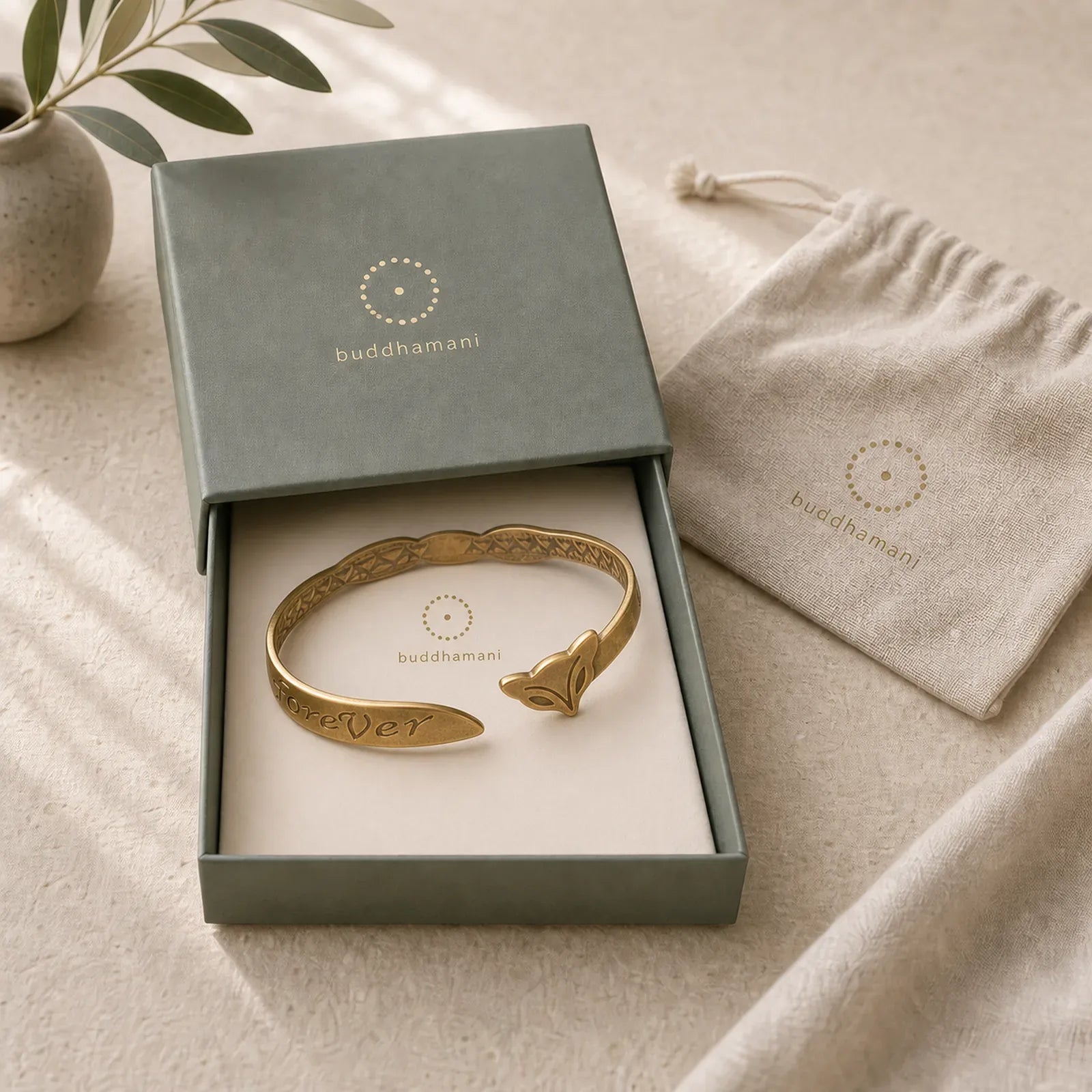 Fox Head Copper Brass 'Love You Forever' Luck Self Care Bracelet Bangle featuring Copper