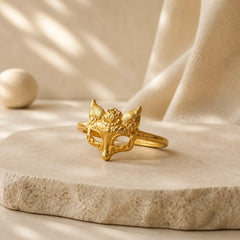 Fox Mask 24k Gold Plated Brass Ring featuring Copper