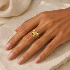 Fox Mask 24k Gold Plated Brass Ring featuring Copper
