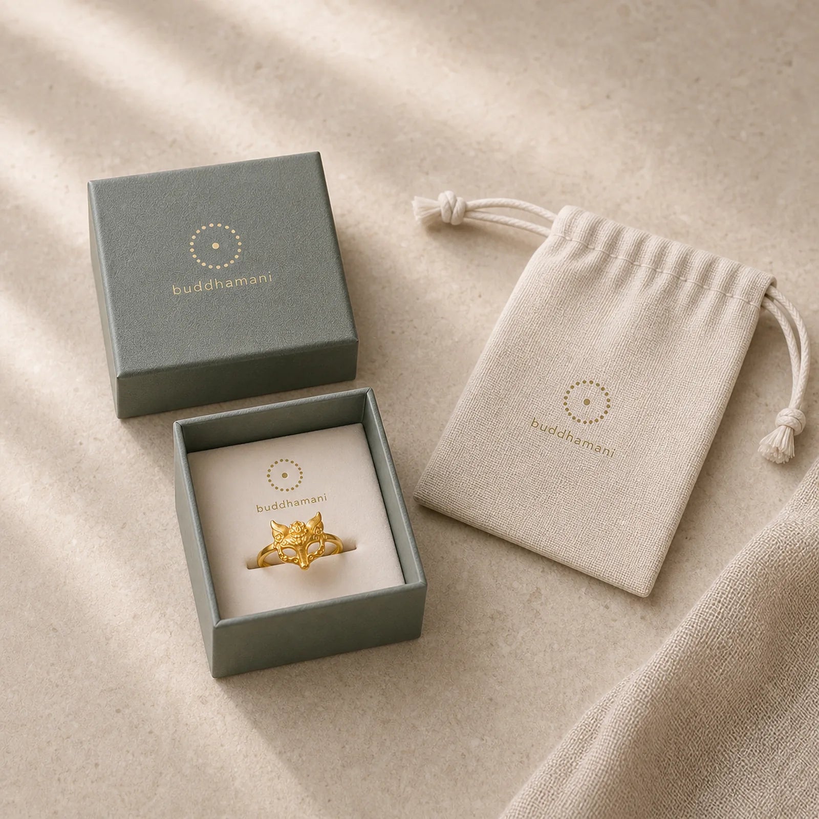 Fox Mask 24k Gold Plated Brass Ring featuring Copper