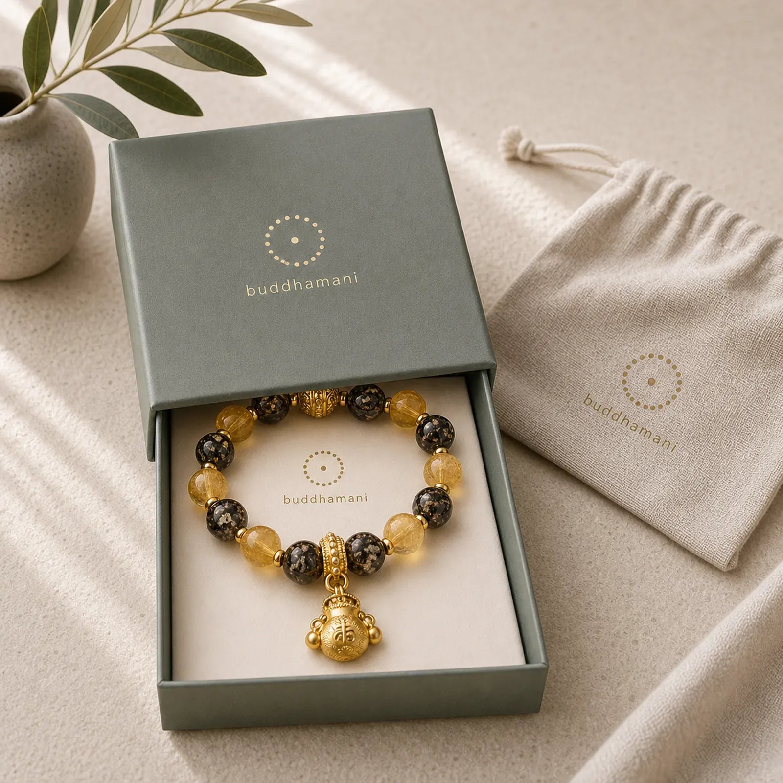 Fu Character Liuli Glass Blessings Bracelet featuring Fu Character, Five Elements