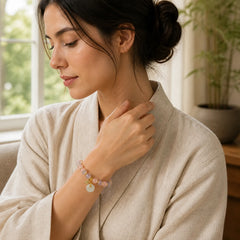 Fu Character Peace Buckle Liuli Candy Agate Healing Bracelet featuring Fu Character, Peace Buckle, Candy Agate