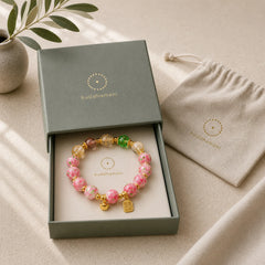 Fu Character Pink Liuli Luck Bracelet featuring Fu Character, Five Elements