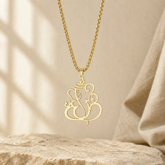 Ganesh Elephant Stainless Steel Protection Necklace Pendant featuring Om, Ganesh Symbol