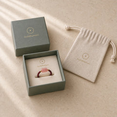 Garnet Beads Strawberry Quartz Pixiu Protection Ring featuring Garnet, Strawberry Quartz, Pixiu