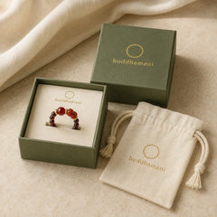 Garnet Cinnabar Lucky Bead PiXiu Om Mani Padme Hum Rose Protection Ring featuring Garnet, Cinnabar, Pixiu