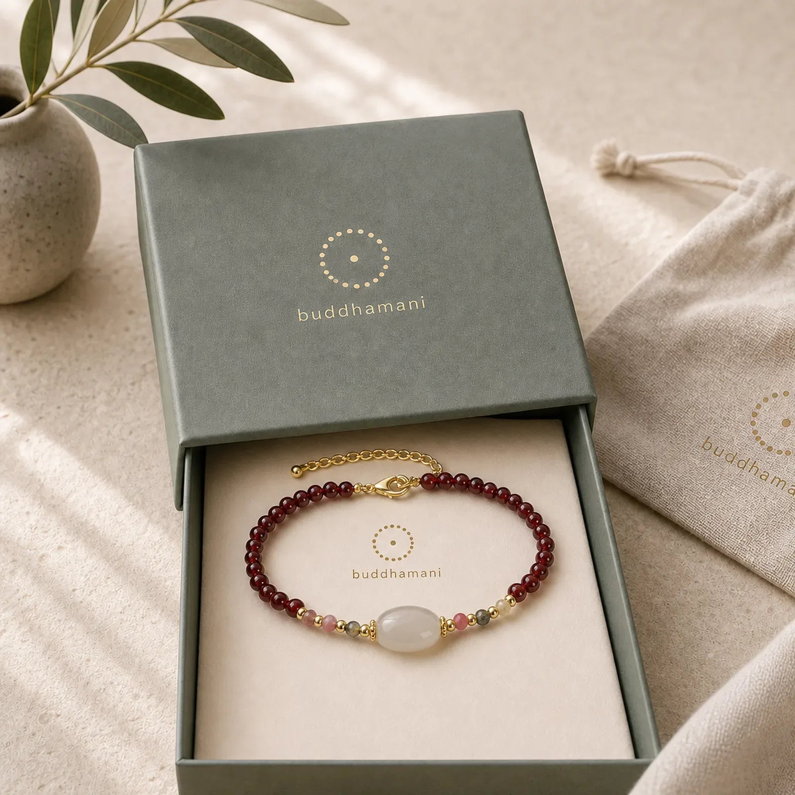 Garnet Jade Tourmaline Bead Passion Bracelet featuring Garnet, Jade, Tourmaline
