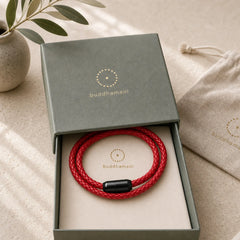 Genuine Leather Red String Protection Magnetic Buckle Bracelet featuring Red String