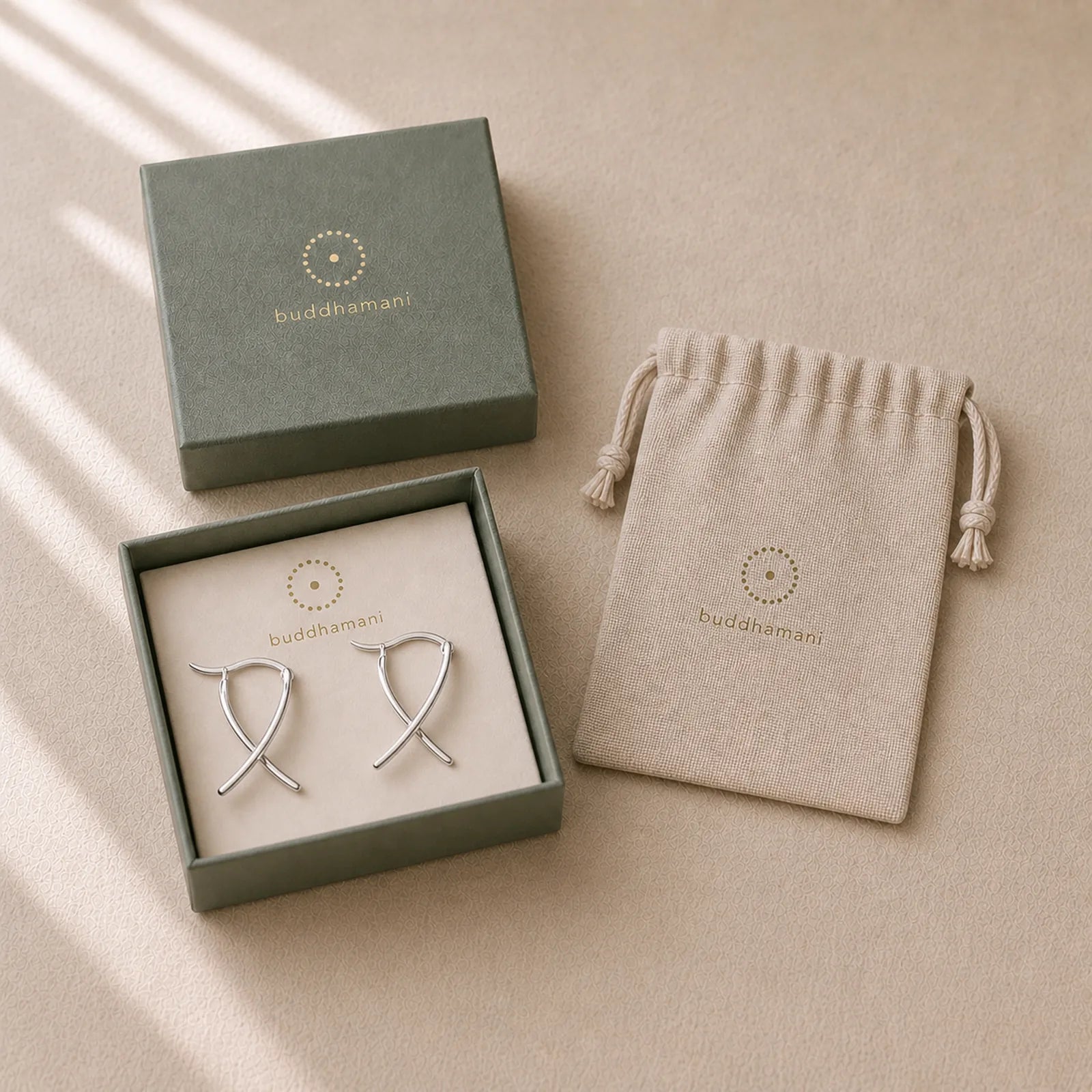 Geometric Cross Design Luck Hoop Earrings featuring Copper