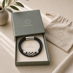Geometric Leather Titanium Steel Strengthen Buckle Bracelet featuring Titanium Steel