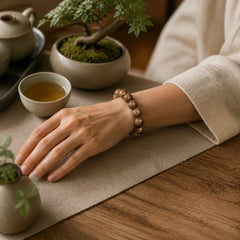 Gnetum Wood Beads Protection Bracelet featuring Gnetum Wood