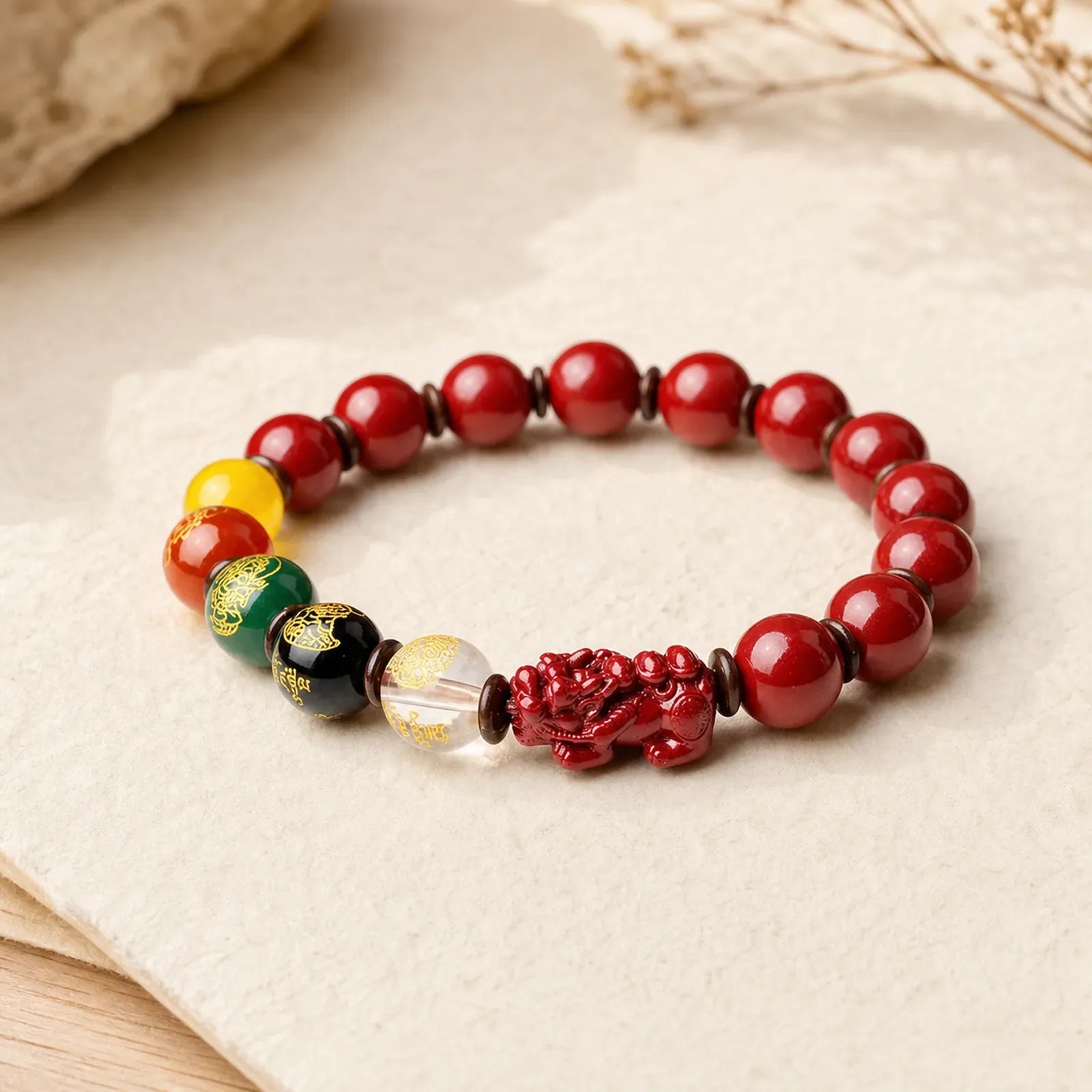 God Of Wealth Cinnabar PiXiu Blessing Bracelet featuring Cinnabar, Pixiu