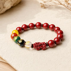 God Of Wealth Cinnabar PiXiu Blessing Bracelet featuring Cinnabar, Pixiu