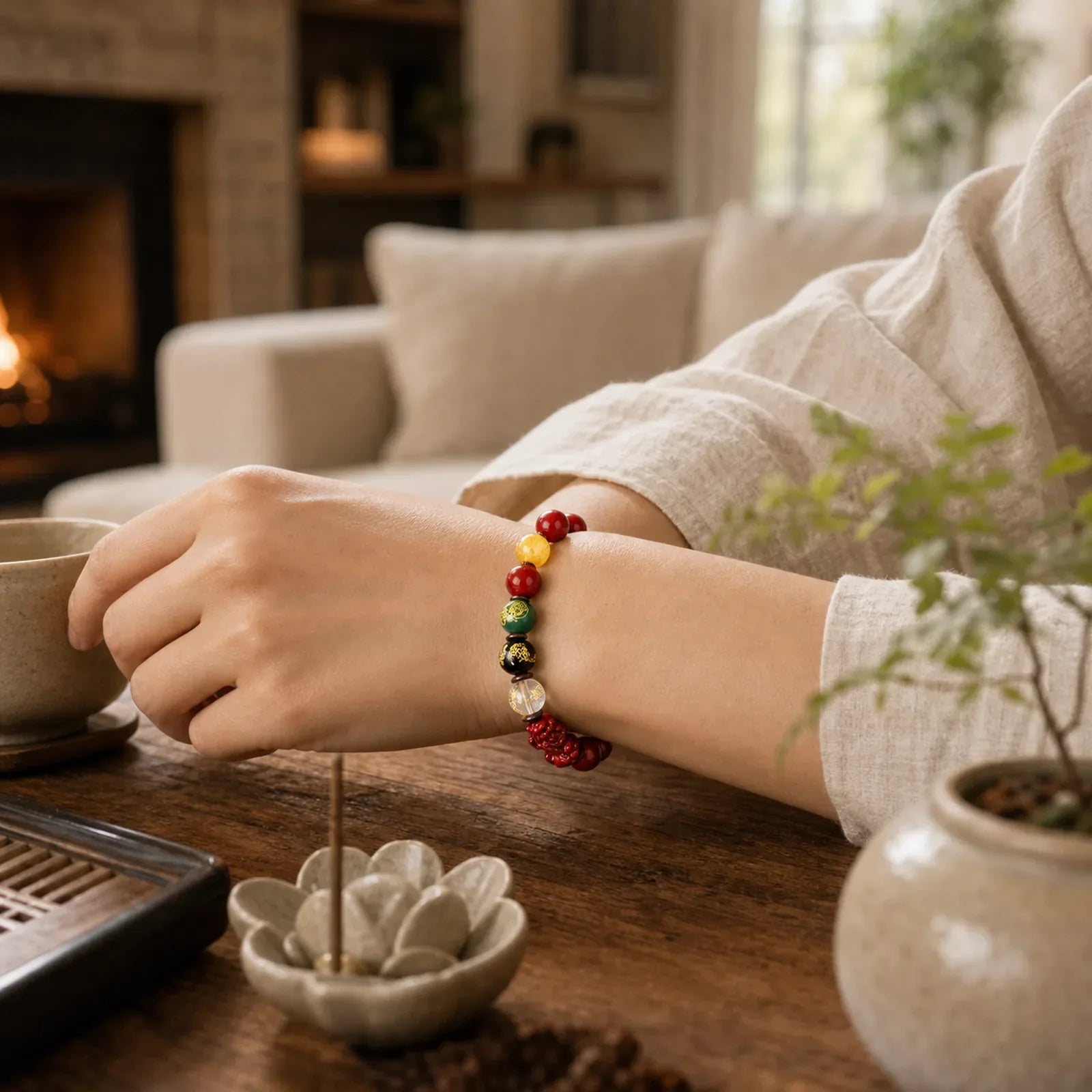 God Of Wealth Cinnabar PiXiu Blessing Bracelet featuring Cinnabar, Pixiu