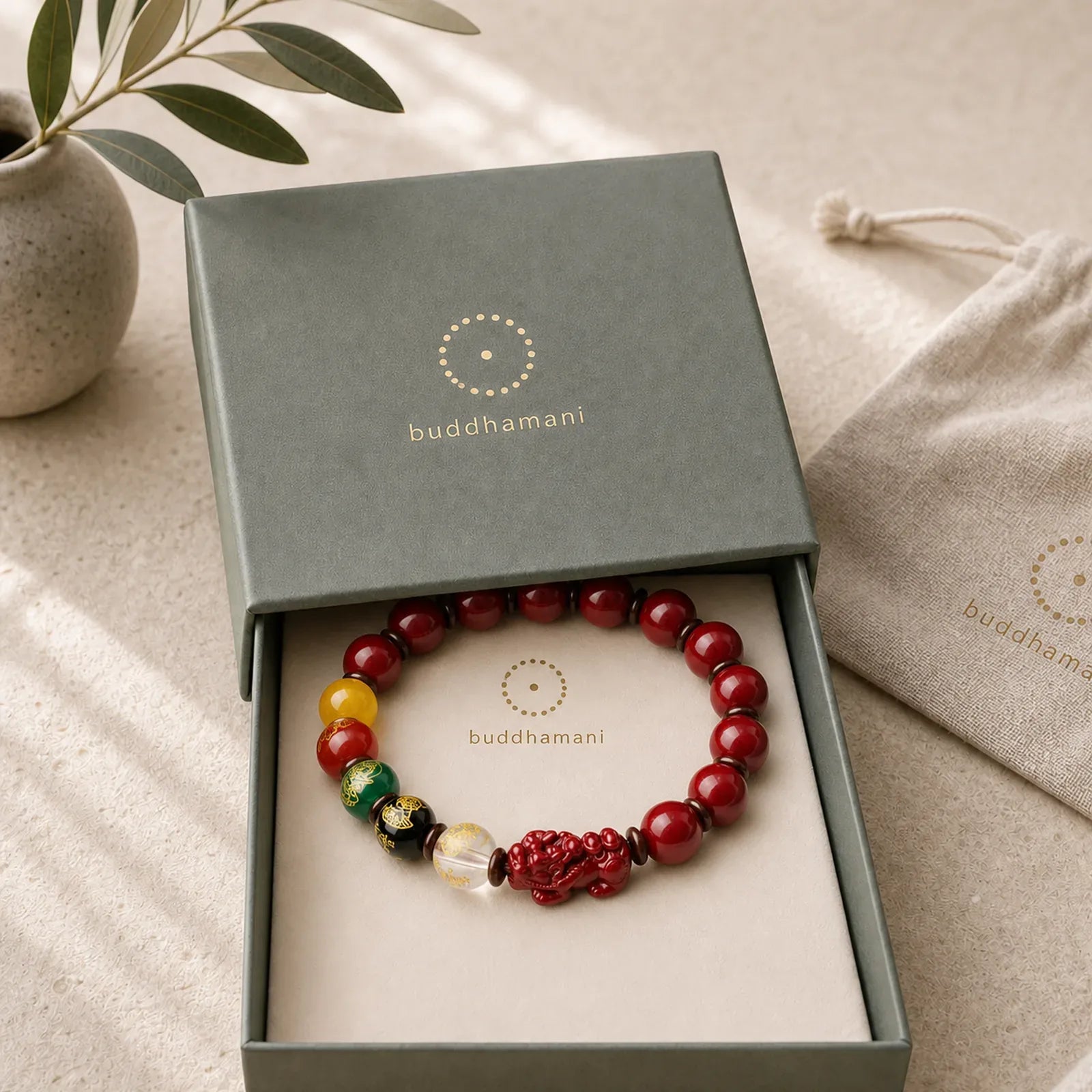 God Of Wealth Cinnabar PiXiu Blessing Bracelet featuring Cinnabar, Pixiu