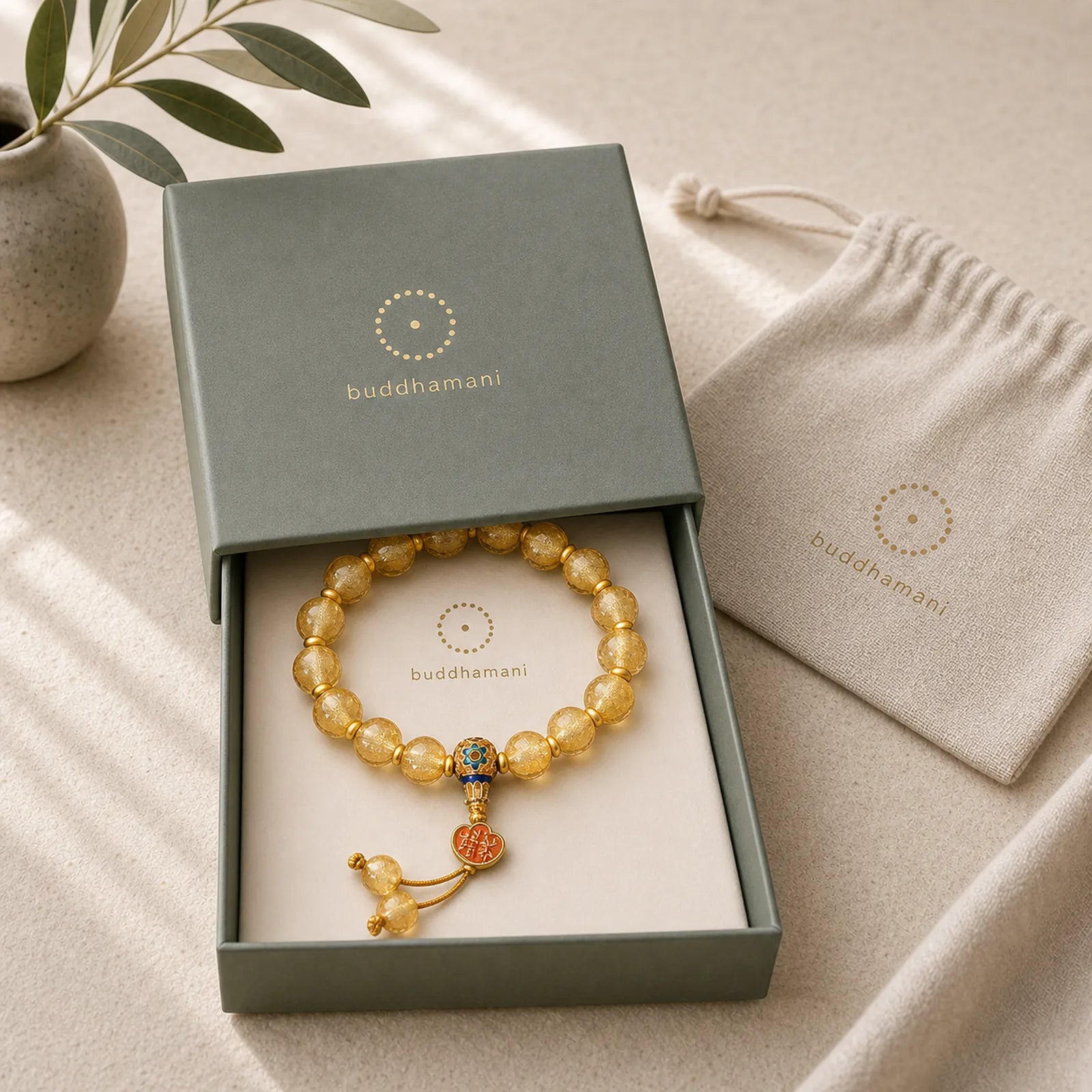 Gold Foil Liuli Glass Bead Ruyi Golden Ingot Fortune Bracelet featuring Five Elements, Copper