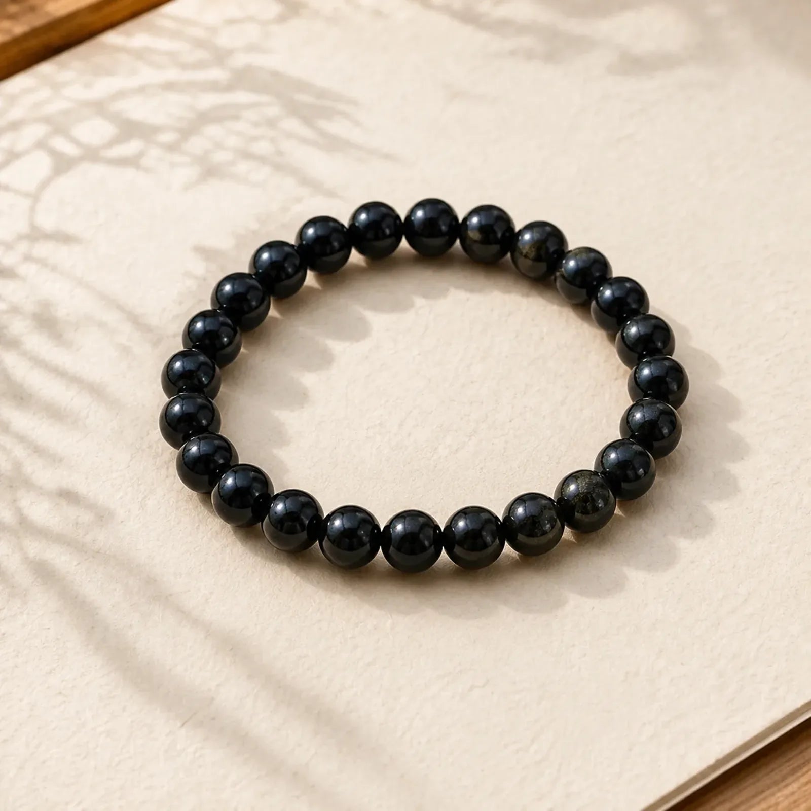 Gold Sheen Obsidian Black Tourmaline Wealth Bracelet featuring Gold Sheen Obsidian, Obsidian, Tourmaline