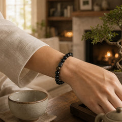 Gold Sheen Obsidian Black Tourmaline Wealth Bracelet featuring Gold Sheen Obsidian, Obsidian, Tourmaline