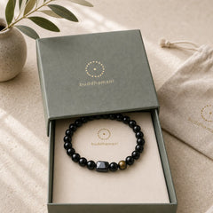 Gold Sheen Obsidian Black Tourmaline Wealth Bracelet featuring Gold Sheen Obsidian, Obsidian, Tourmaline