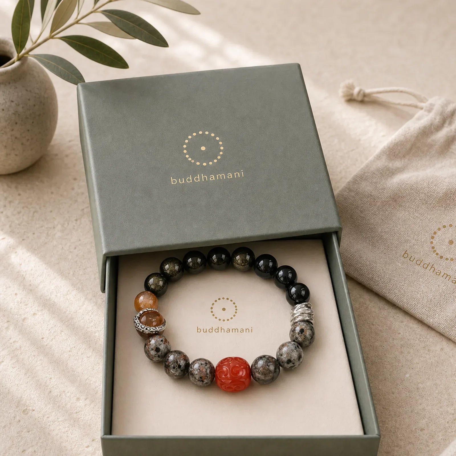 Gold Sheen Obsidian Lava Rock Red Agate Protection Bracelet featuring Gold Sheen Obsidian, Obsidian, Lava Rock