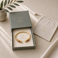 Golden Flower Pattern Red Zircon Amber Copper Luck Cuff Bracelet Bangle featuring Amber, Copper