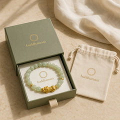 Golden Pi Xiu Charm Jade Luck Prosperity Beaded Bracelet featuring Pixiu, Jade